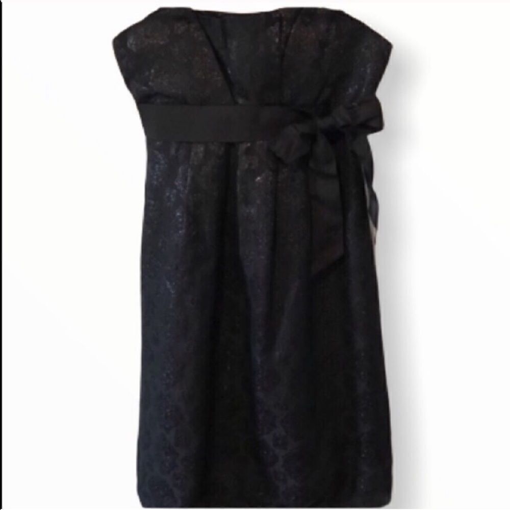 BCBG Black Strapless Dress with Bow